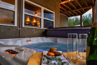 Relax in the hot tub to soothe your body at the end of a tiring day.