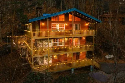 The Hilltop Chalet is an authentic log cabin built in the 1970's. It is a huge (over 3000+ square feet) cabin but feels surprisingly cozy!