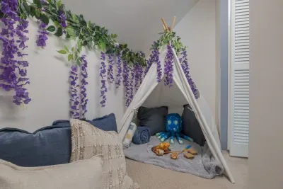 The Bunk room brings camping to life for youngsters during their stay.  To make them feel like they are under the stars, turn on the LED lights to make it feel more like the outdoors.