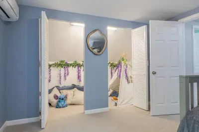 Kids can let their imaginations run wild in this mini camp setting in the kids bedroom