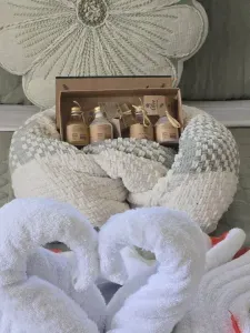 A thoughtful touch of comfort and care awaits every guest. Plush towels, cozy textures, and carefully selected welcome amenities create a warm, spa-inspired experience—because it’s the little details that make a stay feel truly special.