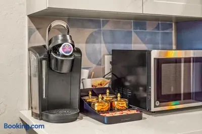 Convenient coffee and microwave station for easy snacks and quick mornings