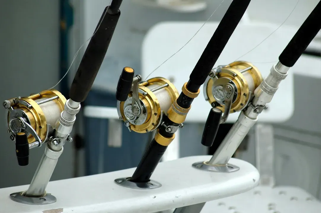 Deep sea fishing rods on a private charter boat
