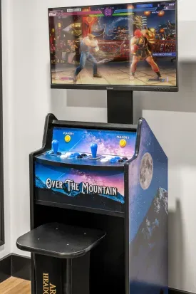 Retro arcade setup with big-screen gaming for fun nights in