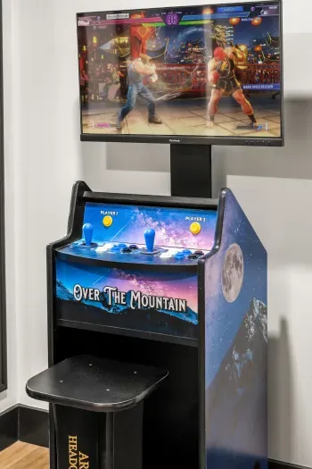Retro arcade setup with big-screen gaming for fun nights in