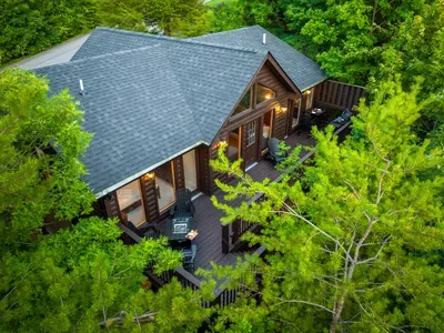 Secluded forest cabin with spacious deck and peaceful treetop views