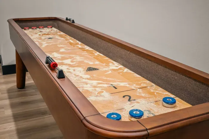 Shuffleboard table for fun and friendly games.
