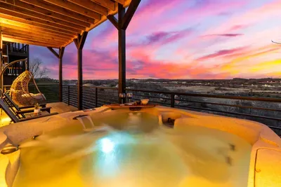 Outdoor hot tub for soaking and relaxation.