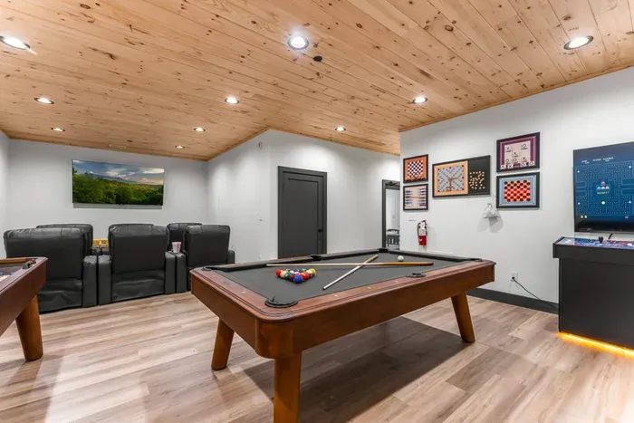 Fun game room designed for family time and group entertainment