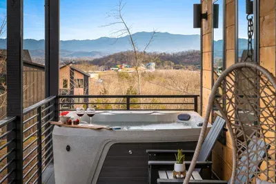 Outdoor hot tub for soaking and relaxation.