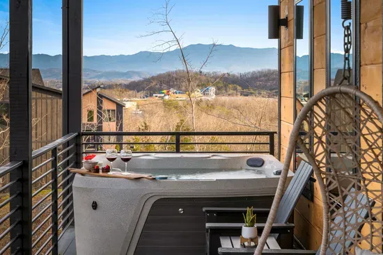 Outdoor hot tub for soaking and relaxation.