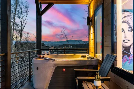 Outdoor hot tub for soaking and relaxation.