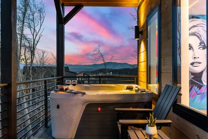 Outdoor hot tub for soaking and relaxation.