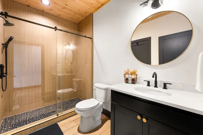 Full bathroom with a spacious walk-in shower