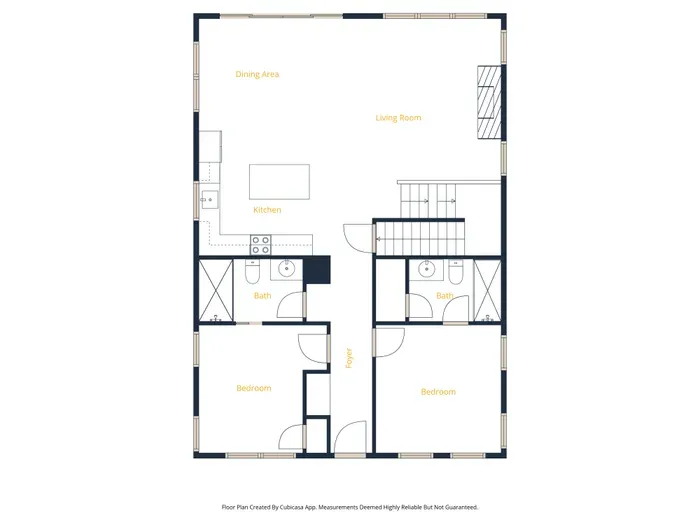 Open-concept 2BR/2BA with island kitchen and roomy living space