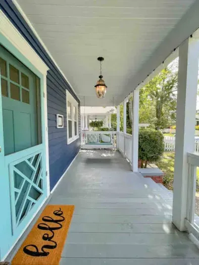Enjoy a cup of coffee on our front porch swing