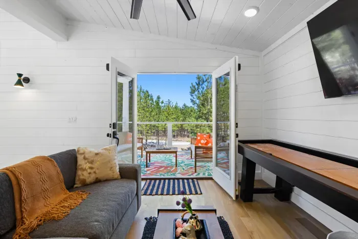 Game room with access to balcony