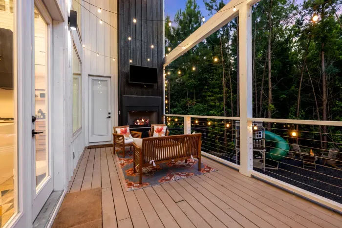 Outdoor fireplace & TVs