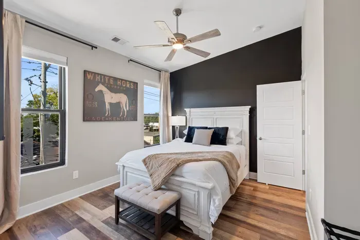 The Horse room comes fully equipped with a Queen size bed with plush bedding, smart tv, walk-in closet with shelving, and ensuite bath.