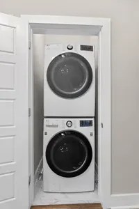 Located on the 3rd floor between the king and queen bedrooms. Laundry detergent available for your convenience.