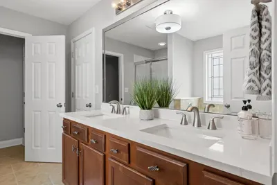 Double vanity for all of the space you could possibly need.