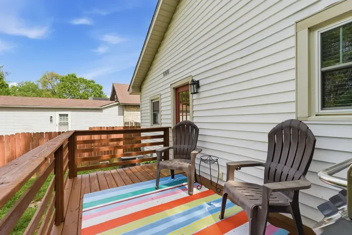 Private sunny deck with seating for relaxing mornings outdoors