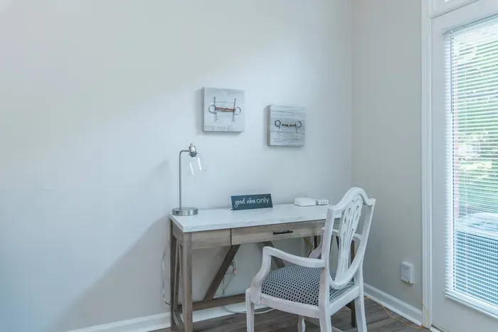 Dedicated work space with extra outlets close by