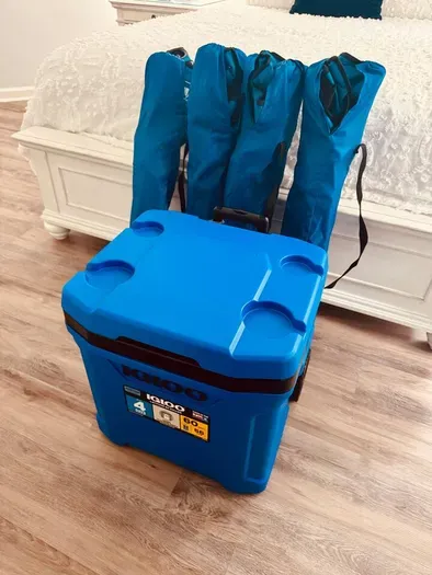 Full-size cooler & 4 chairs available for tailgaiting
