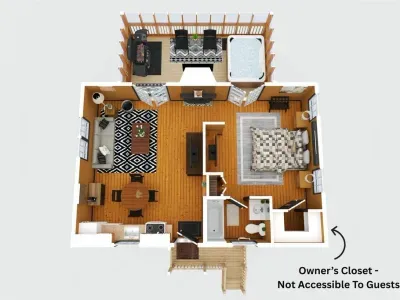 ️ Take a look around before you arrive! This 3D floorplan gives you a full view of the cozy layout.