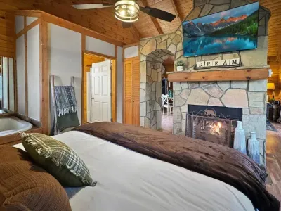 Soak, relax, and reconnect — the jacuzzi is right inside the bedroom