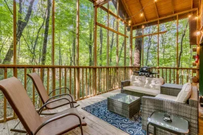 Evenings are best spent here — wine poured, grill going, woods all around