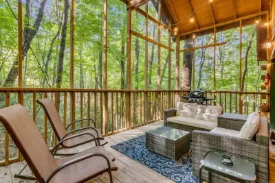 Evenings are best spent here — wine poured, grill going, woods all around