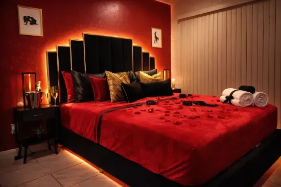 Premium linens, adjustable lighting, and plush robes waiting in the closet.