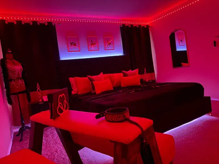 Step into your private Red Chamber — designed for couples seeking a bold, unforgettable escape.