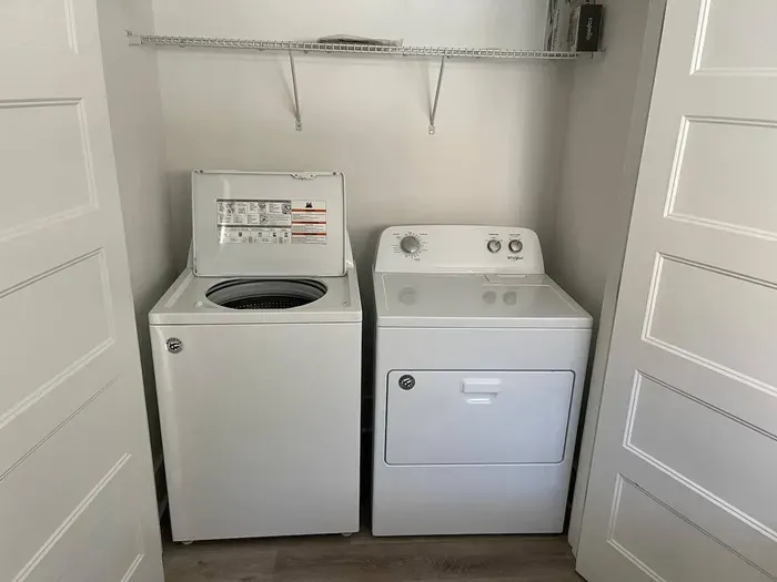 Enjoy the convenience of an in-home washer and dryer — perfect for longer stays or refreshing your clothes during your trip.