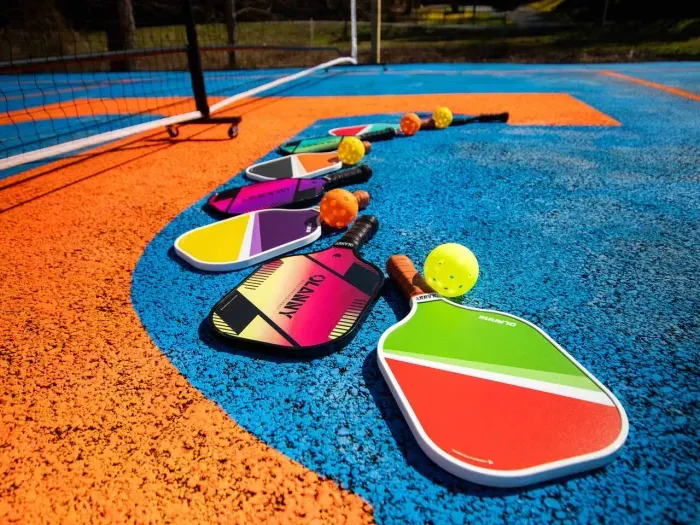 Fully stocked with all pickleball and basketball equipment in the stporage shed next to the court