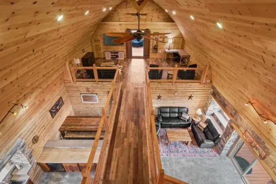 Birdseye view of the barn interior from the 4th floor lookout loft