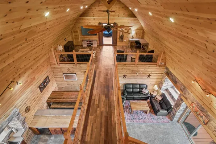 Birdseye view of the barn interior from the 4th floor lookout loft