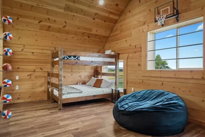 Mini Basketball court in the kids bunk room