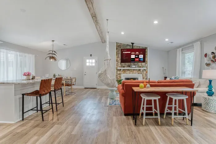 Newly renovated and modern open concept living area. 