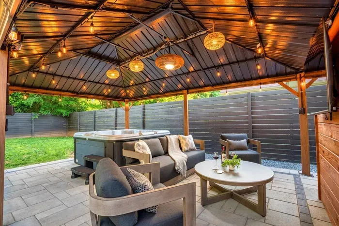 Comfy patio furniture to sit back and stream your favorite shows and games.