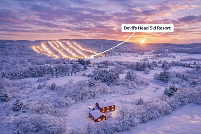 Located less than 1 mile to the Devil's Head Ski Resort!