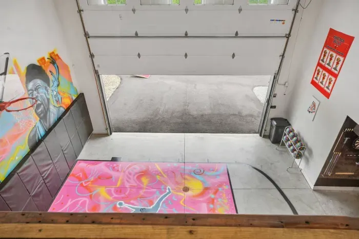 Loft lookout down to the basketball court