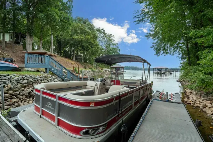 Private boat dock for guest use. Pontoon boat is NOT included. 