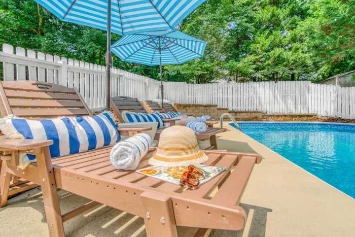 Kick your feet up, soak in the rays and relax by our peaceful and private fenced in pool.
