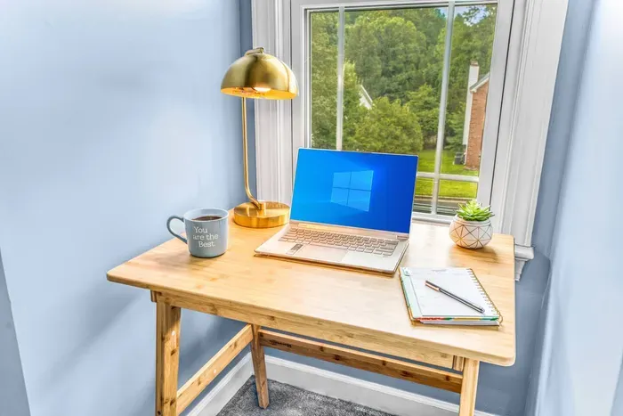 Enjoy working or studying in this workspace that has natural light