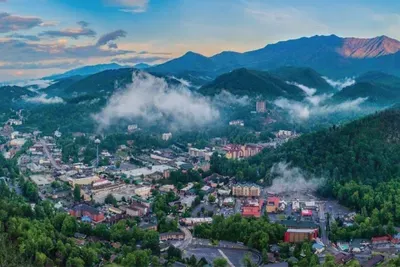 Aerial view of downtown Gatlinburg