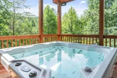 Unwind in the hot tub after a long day of hiking in the mountains