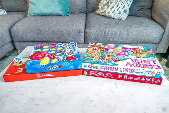 Fun game night essentials — enjoy classics like Monopoly, Scrabble, Candy Land, and Connect 4 for all ages.