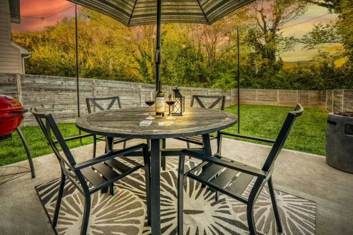 Perfect for outdoor dining or lounging under the sunset